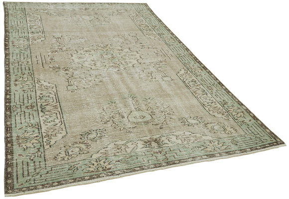 6x9 Beige Turkish Vintage Area Rug - 41803