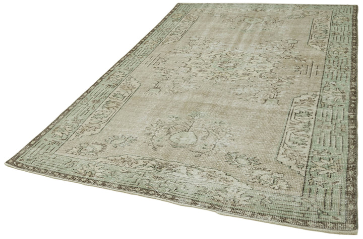 6x9 Beige Turkish Vintage Area Rug - 41803