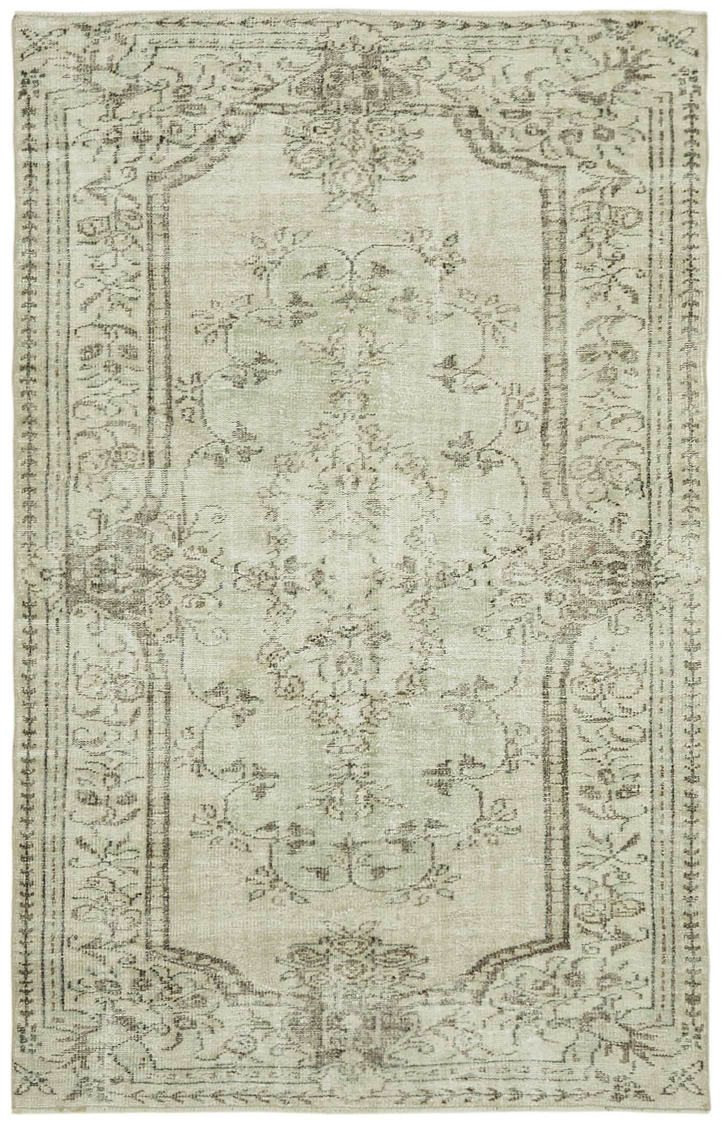 5x8 Beige Turkish Vintage Area Rug - 41811