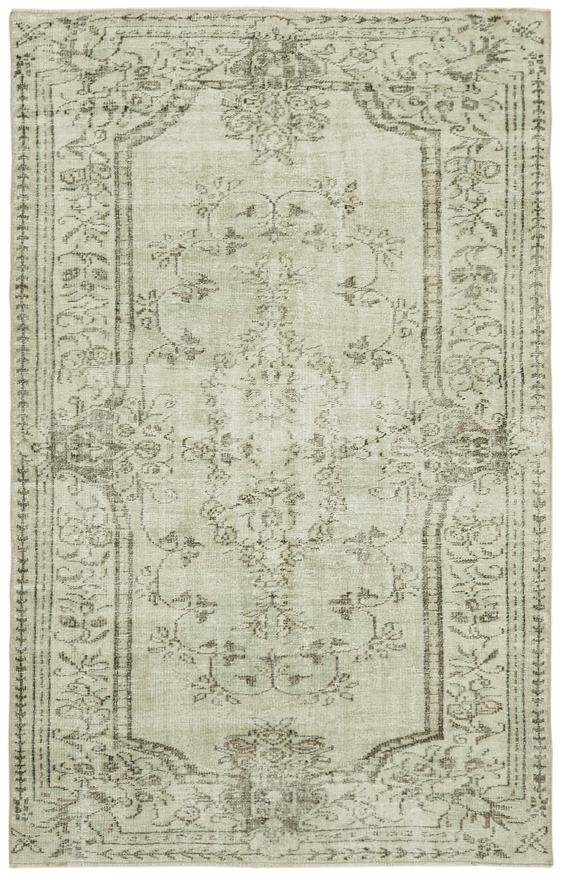 5x8 Beige Turkish Vintage Area Rug - 41811
