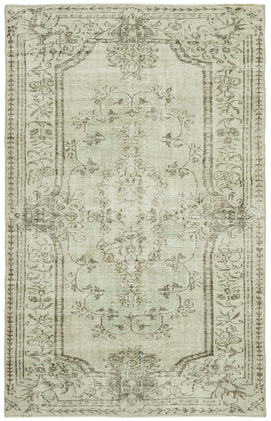 5x8 Beige Turkish Vintage Area Rug - 41811