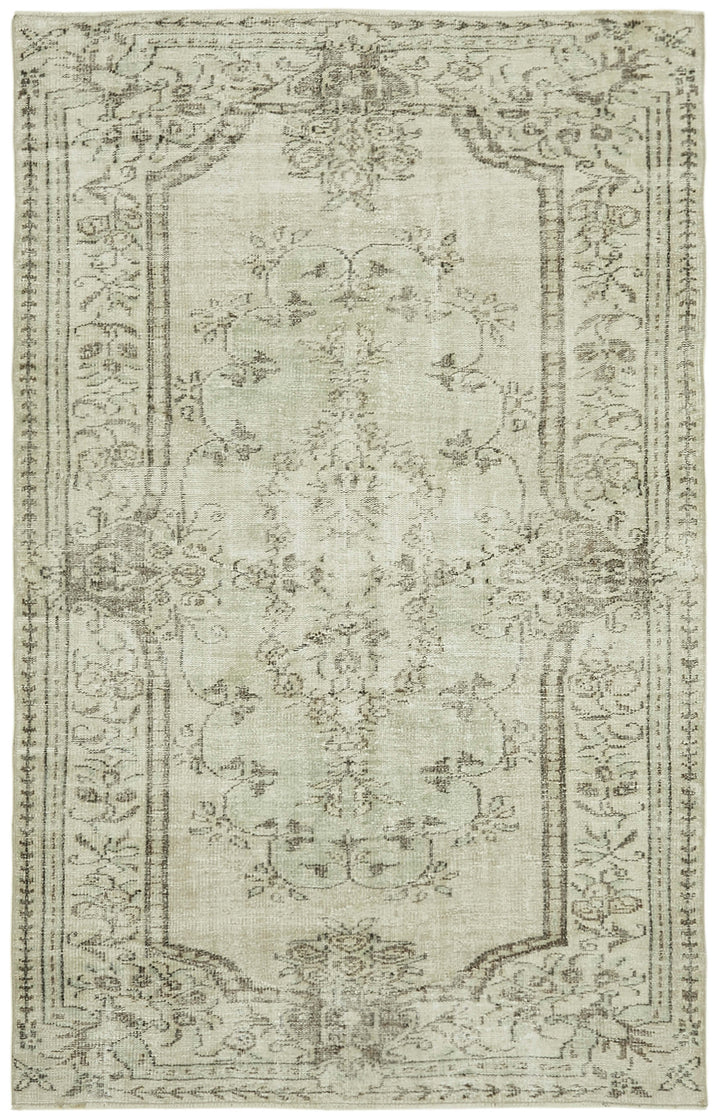 5x8 Beige Turkish Vintage Area Rug - 41811