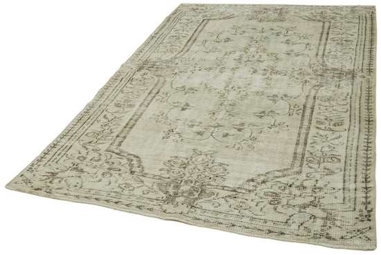 5x8 Beige Turkish Vintage Area Rug - 41811