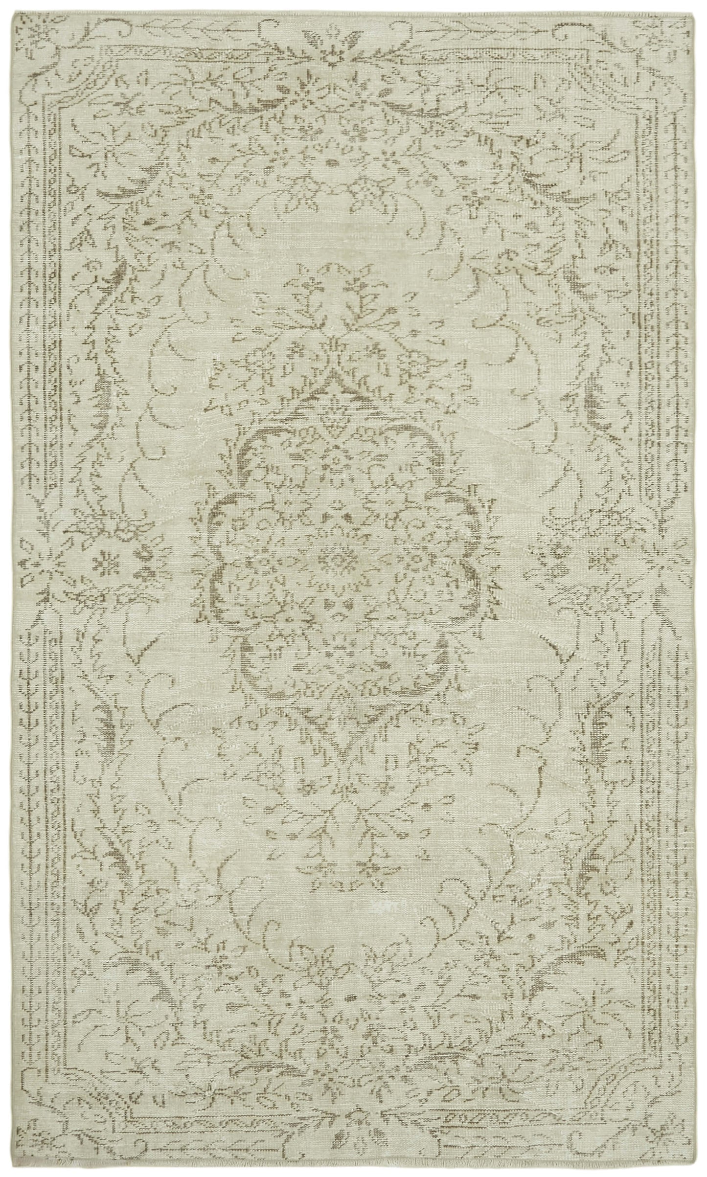6x9 Beige Turkish Vintage Area Rug - 41812