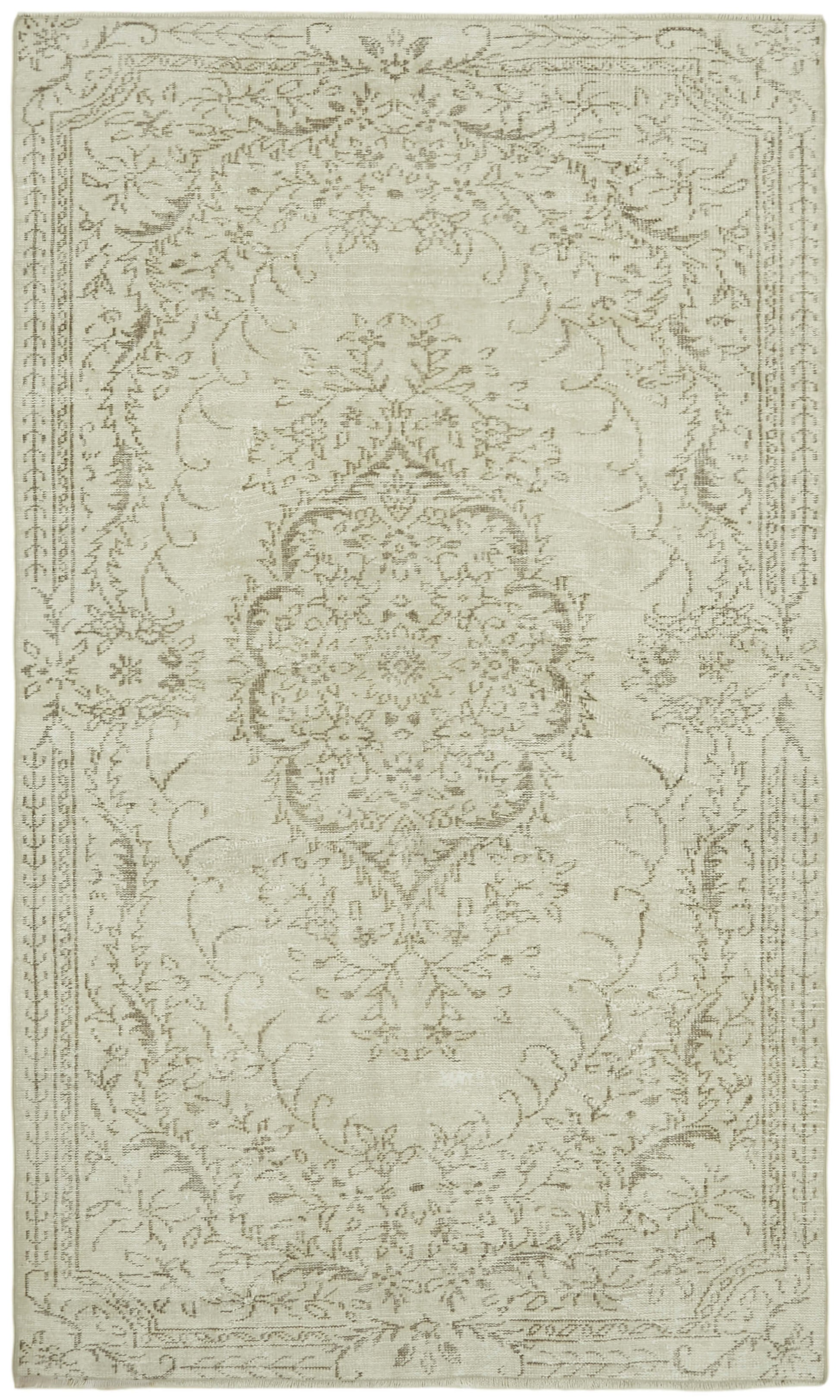 6x9 Beige Turkish Vintage Area Rug - 41812