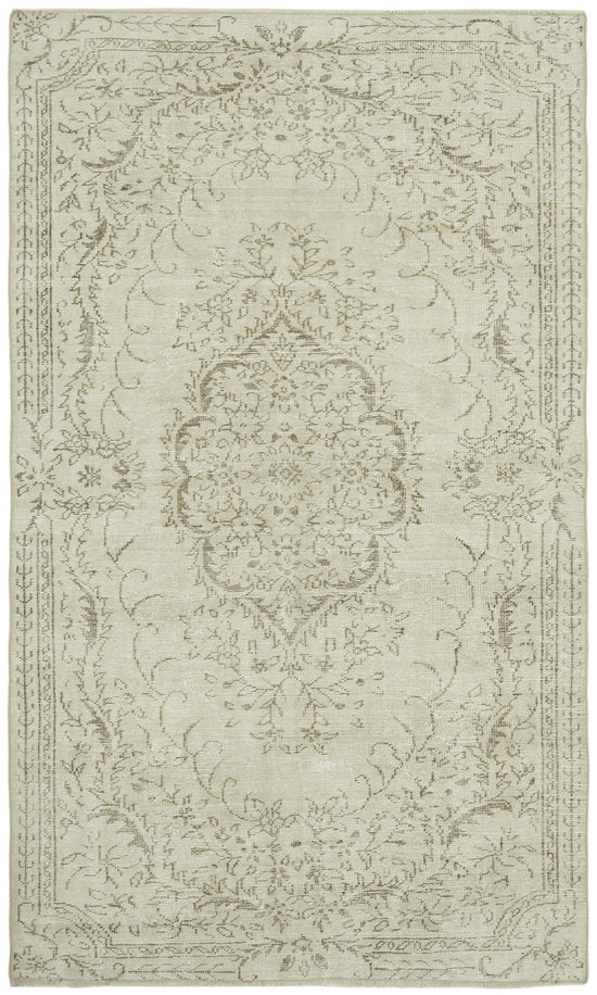 6x9 Beige Turkish Vintage Area Rug - 41812