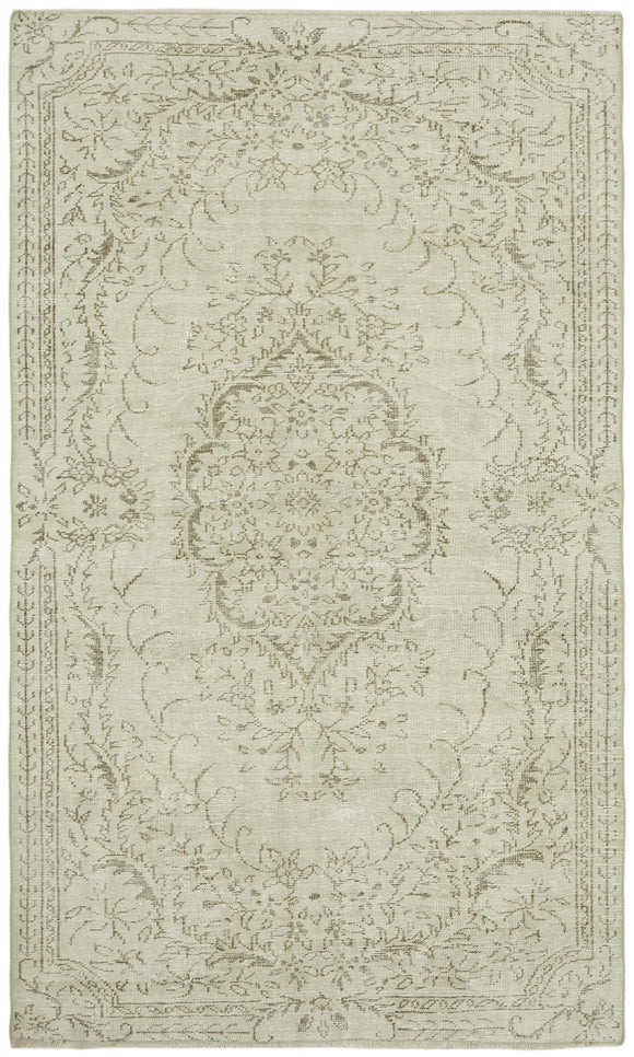 6x9 Beige Turkish Vintage Area Rug - 41812