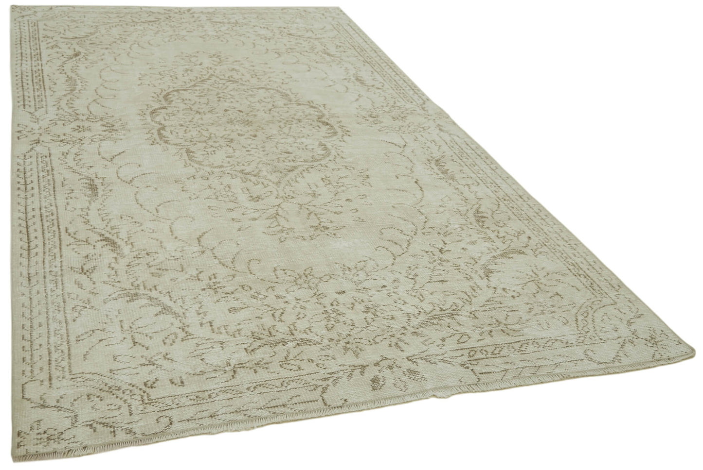 6x9 Beige Turkish Vintage Area Rug - 41812