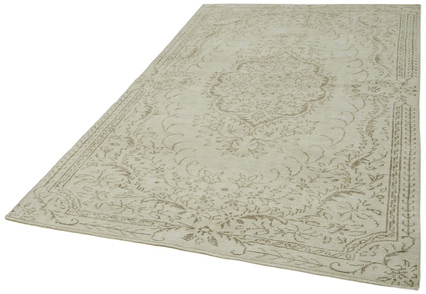 6x9 Beige Turkish Vintage Area Rug - 41812