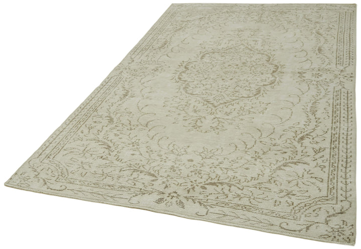 6x9 Beige Turkish Vintage Area Rug - 41812