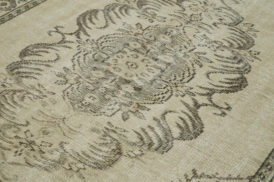 5x9 Beige Turkish Vintage Area Rug - 41815