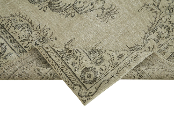 5x9 Beige Turkish Vintage Area Rug - 41815