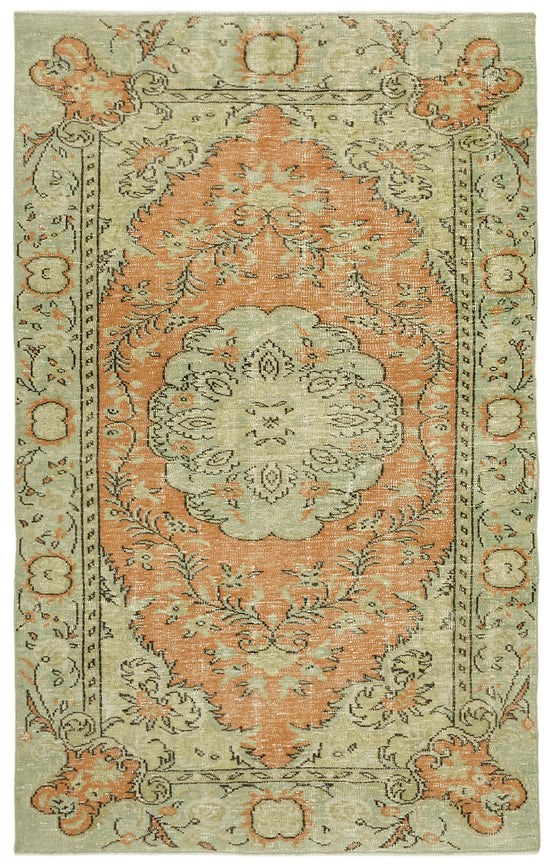5x8 Beige Turkish Vintage Area Rug - 41816