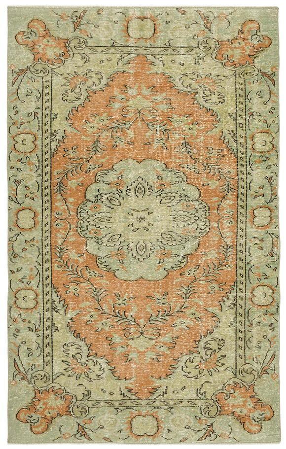 5x8 Beige Turkish Vintage Area Rug - 41816