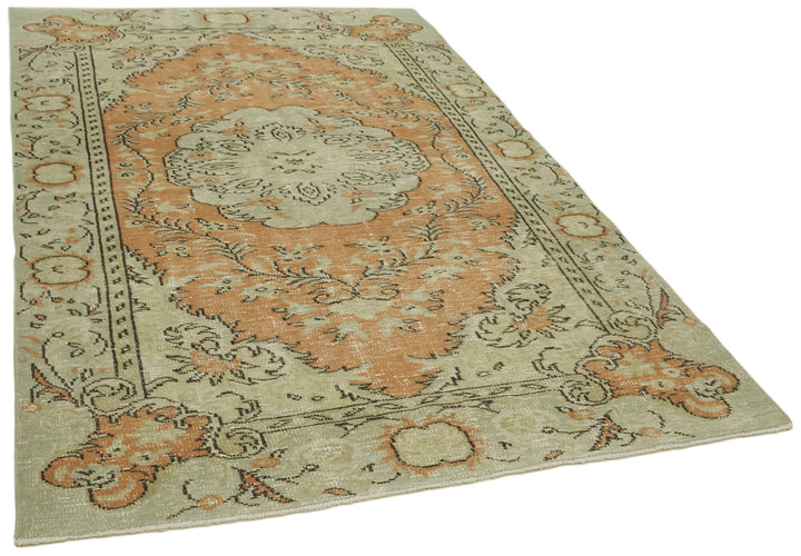 5x8 Beige Turkish Vintage Area Rug - 41816
