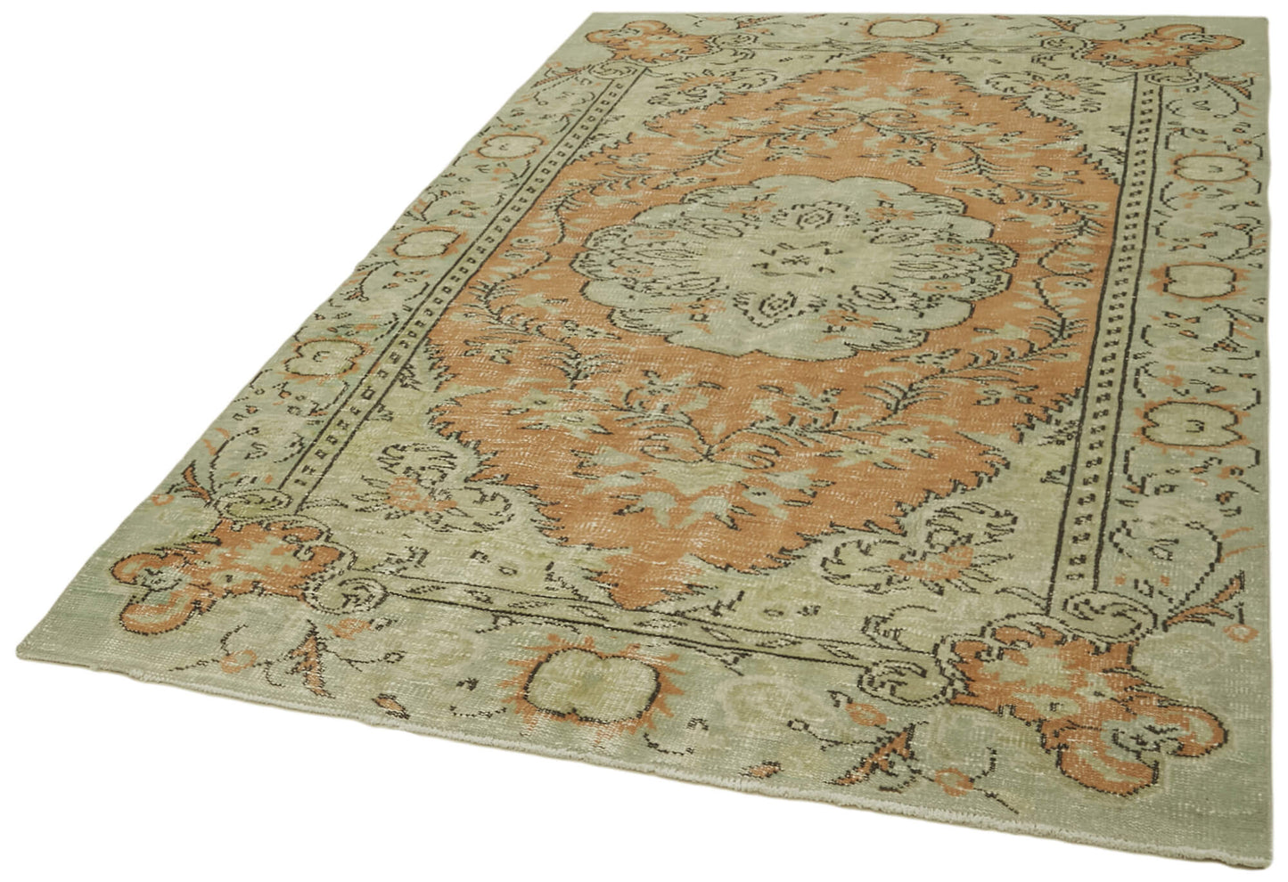 5x8 Beige Turkish Vintage Area Rug - 41816