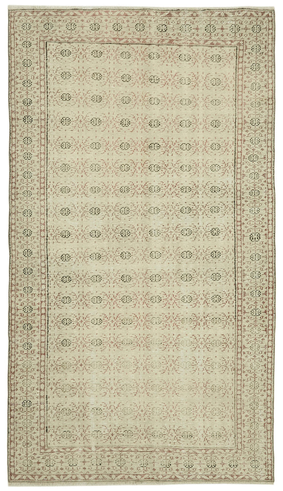 5x9 Beige Turkish Vintage Area Rug - 41818