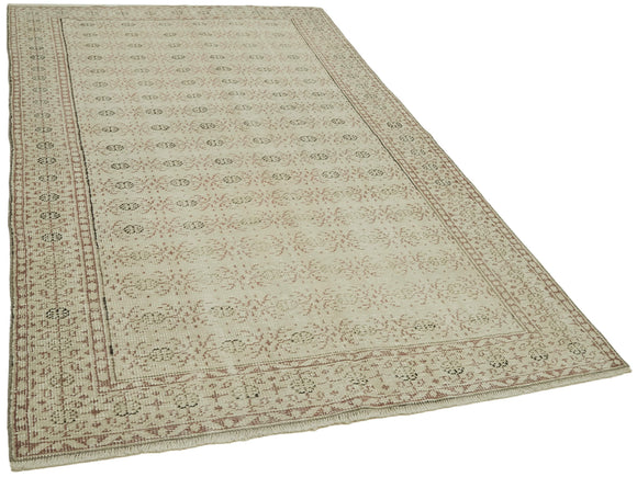 5x9 Beige Turkish Vintage Area Rug - 41818