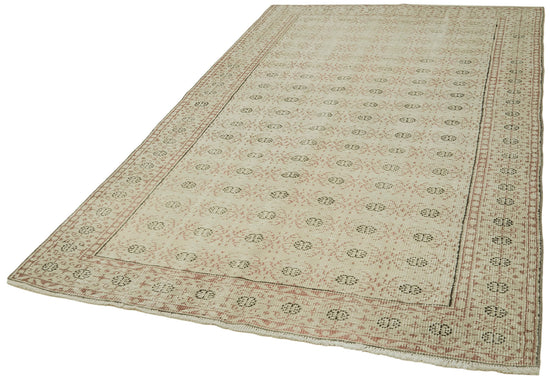 5x9 Beige Turkish Vintage Area Rug - 41818