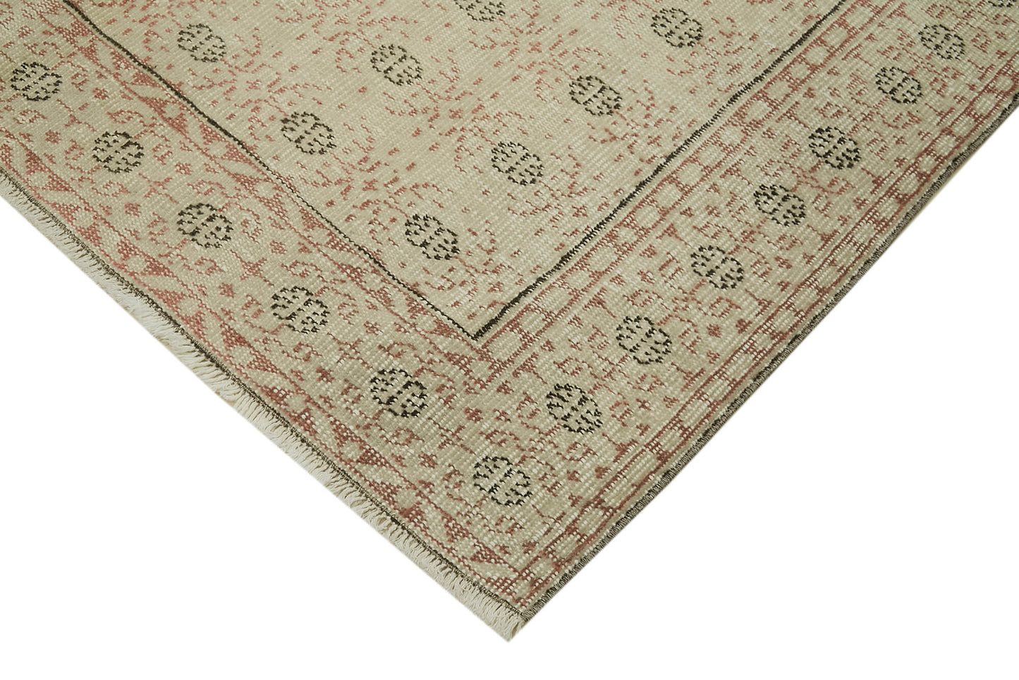 5x9 Beige Turkish Vintage Area Rug - 41818