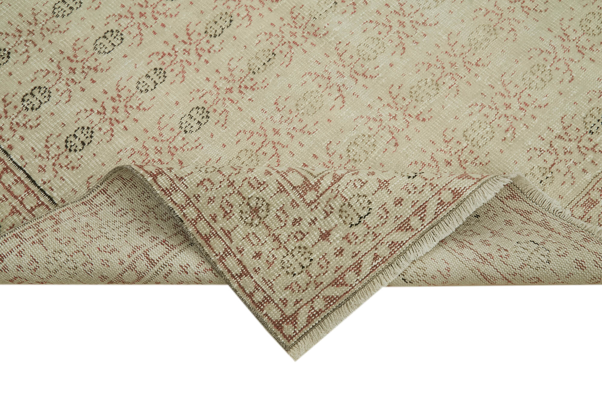 5x9 Beige Turkish Vintage Area Rug - 41818