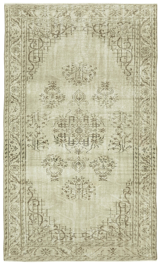 6x9 Beige Turkish Vintage Area Rug - 41820