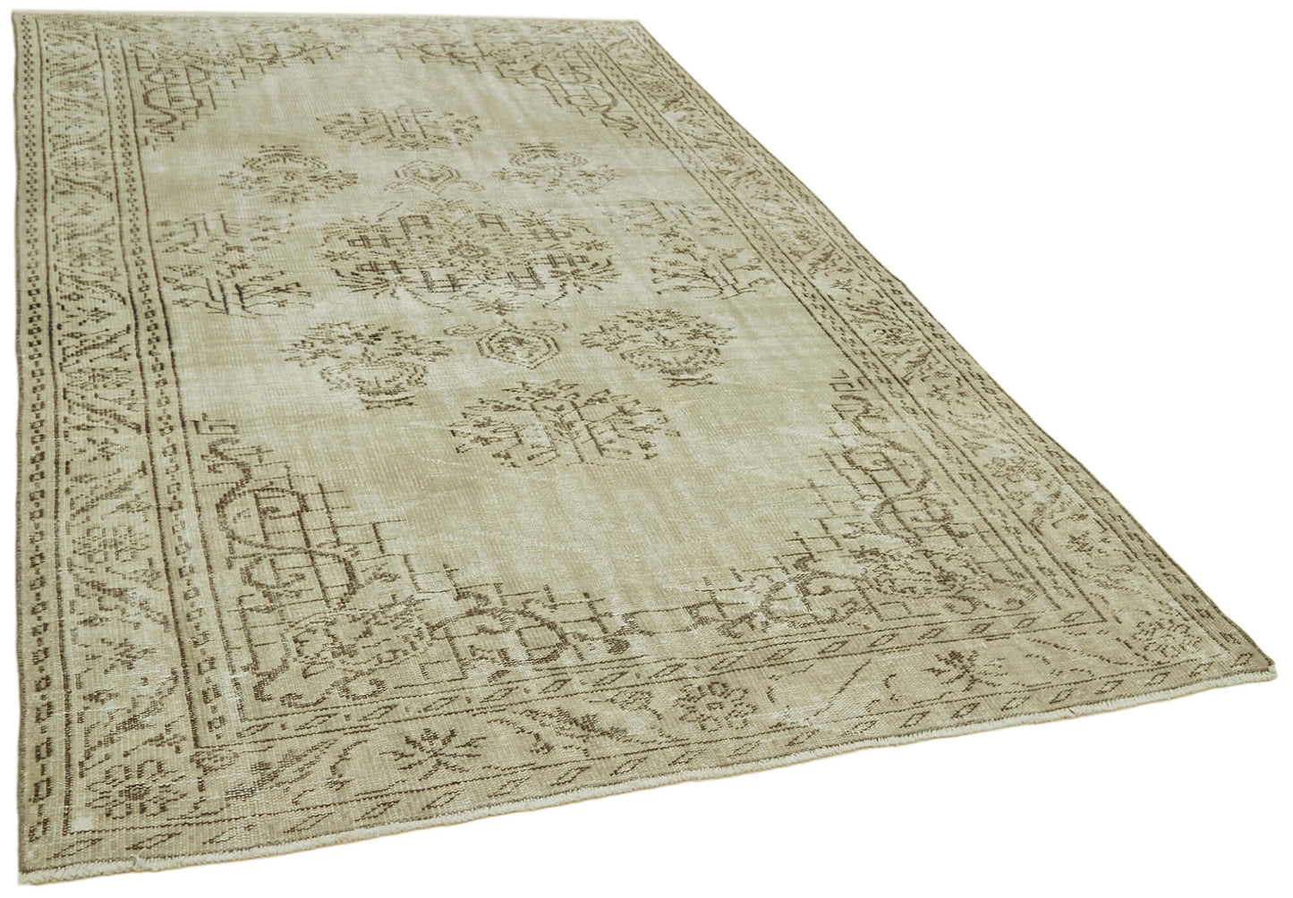 6x9 Beige Turkish Vintage Area Rug - 41820