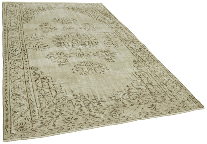 6x9 Beige Turkish Vintage Area Rug - 41820