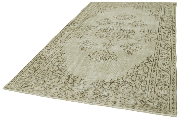 6x9 Beige Turkish Vintage Area Rug - 41820