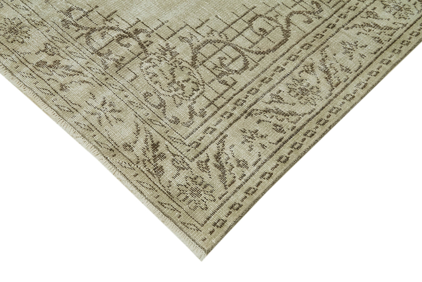 6x9 Beige Turkish Vintage Area Rug - 41820