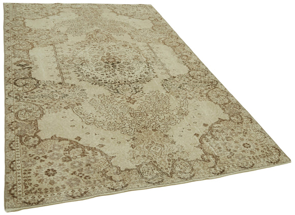 5x8 Beige Turkish Vintage Area Rug - 41824