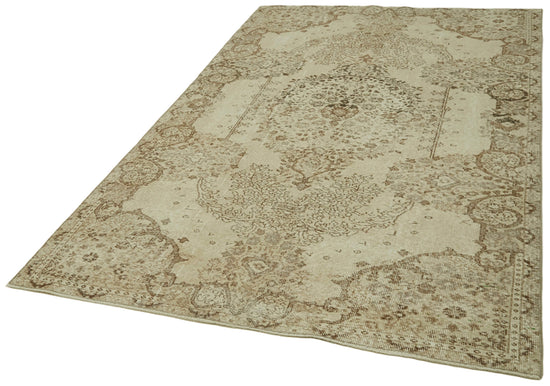5x8 Beige Turkish Vintage Area Rug - 41824