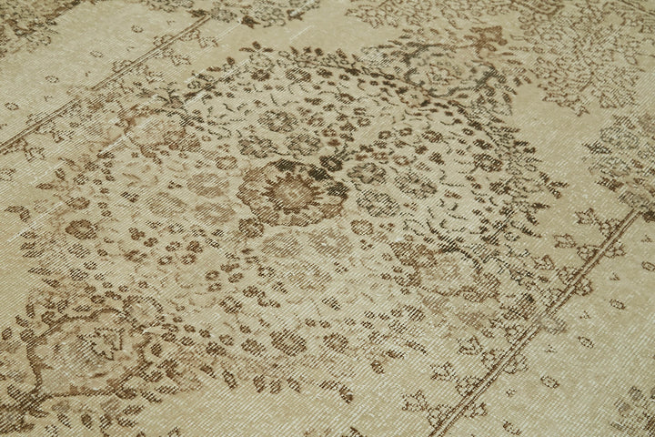 5x8 Beige Turkish Vintage Area Rug - 41824