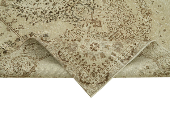 5x8 Beige Turkish Vintage Area Rug - 41824