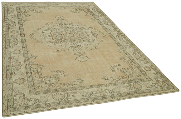 6x9 Beige Turkish Vintage Area Rug - 41825