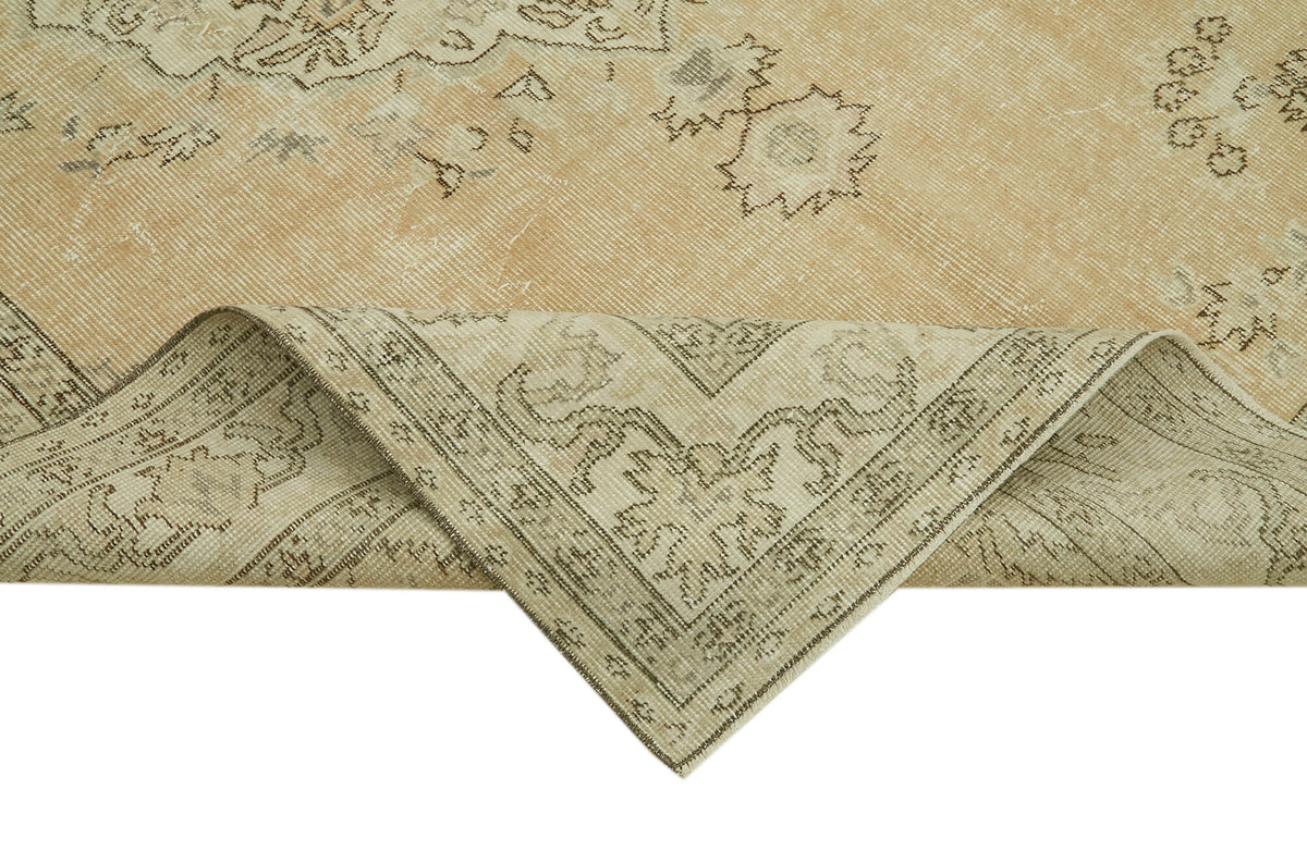 6x9 Beige Turkish Vintage Area Rug - 41825