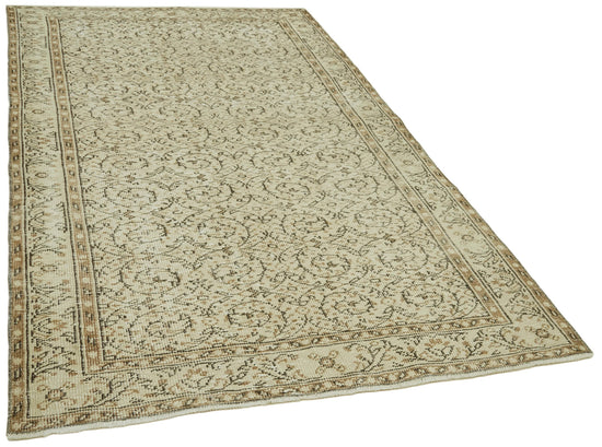 5x8 Beige Turkish Vintage Area Rug - 41827