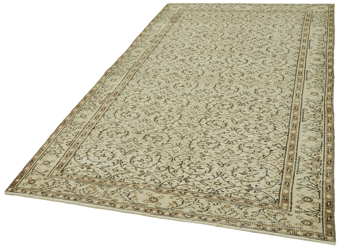 5x8 Beige Turkish Vintage Area Rug - 41827