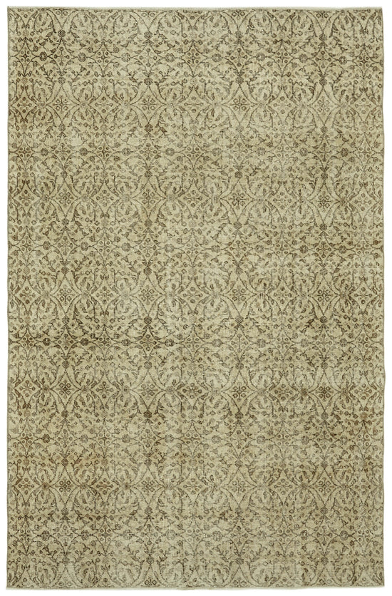 6x9 Beige Turkish Vintage Area Rug - 41829
