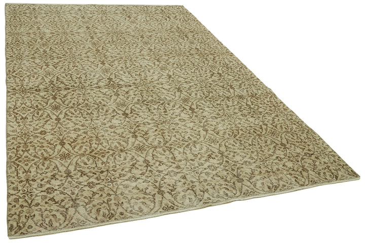 6x9 Beige Turkish Vintage Area Rug - 41829