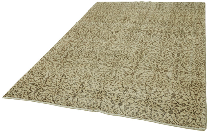 6x9 Beige Turkish Vintage Area Rug - 41829