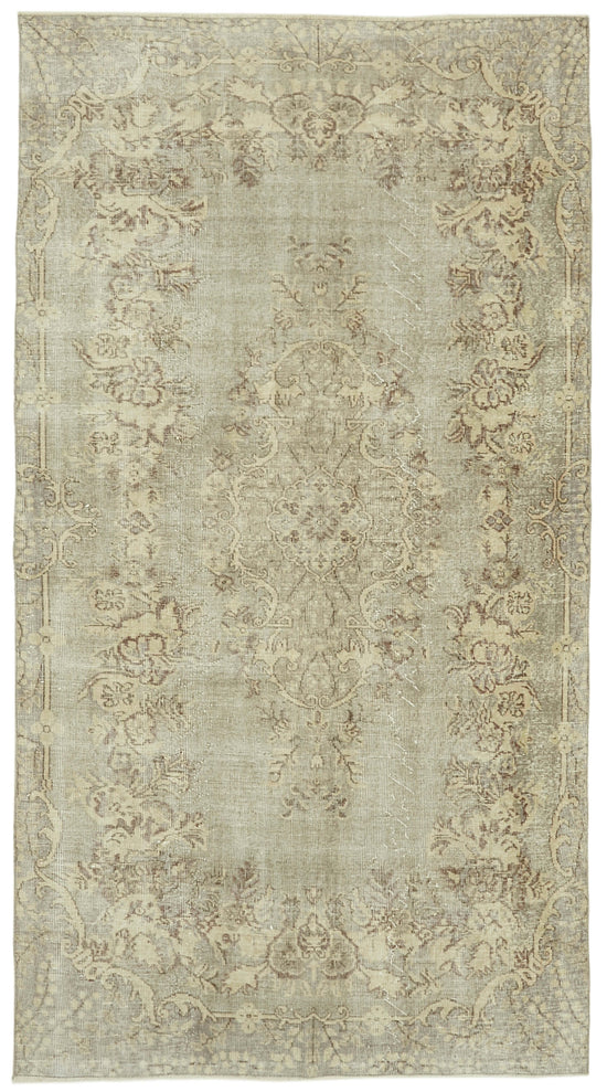 5x9 Beige Turkish Vintage Area Rug - 41830