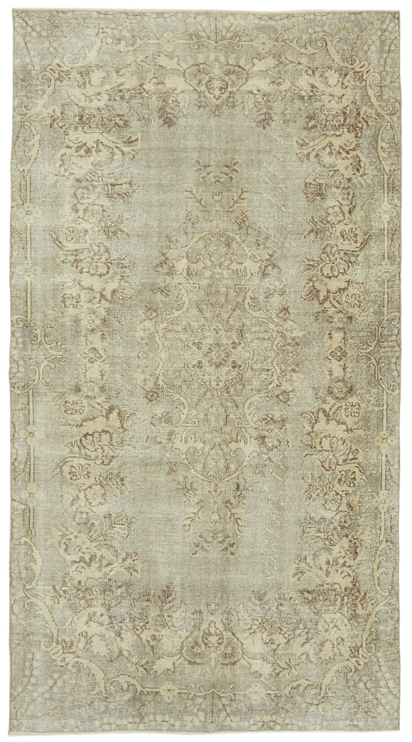 5x9 Beige Turkish Vintage Area Rug - 41830