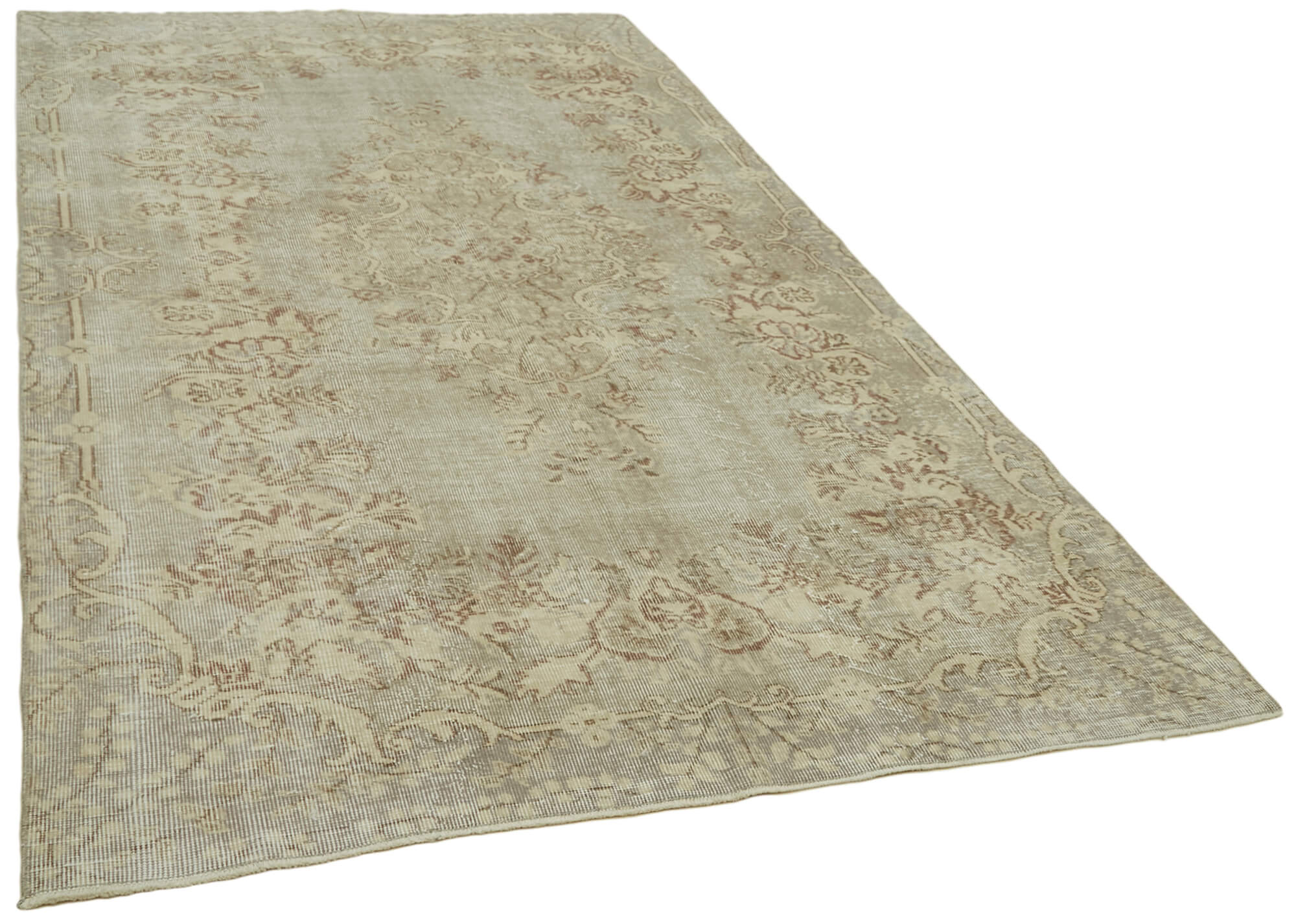 5x9 Beige Turkish Vintage Area Rug - 41830