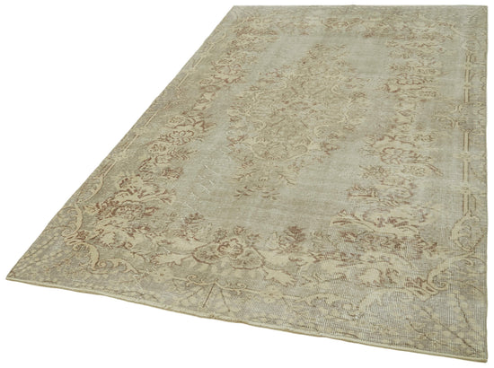 5x9 Beige Turkish Vintage Area Rug - 41830