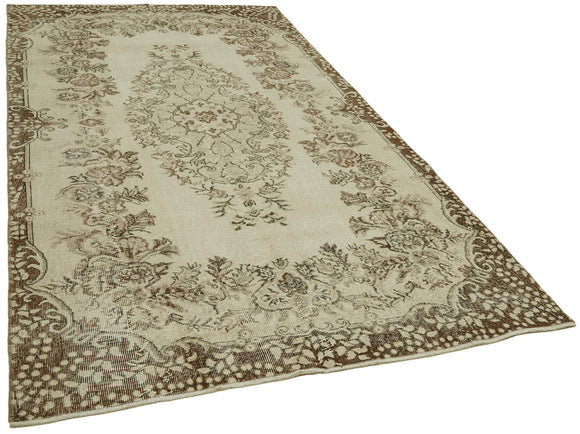 5x9 Beige Turkish Vintage Area Rug - 41831