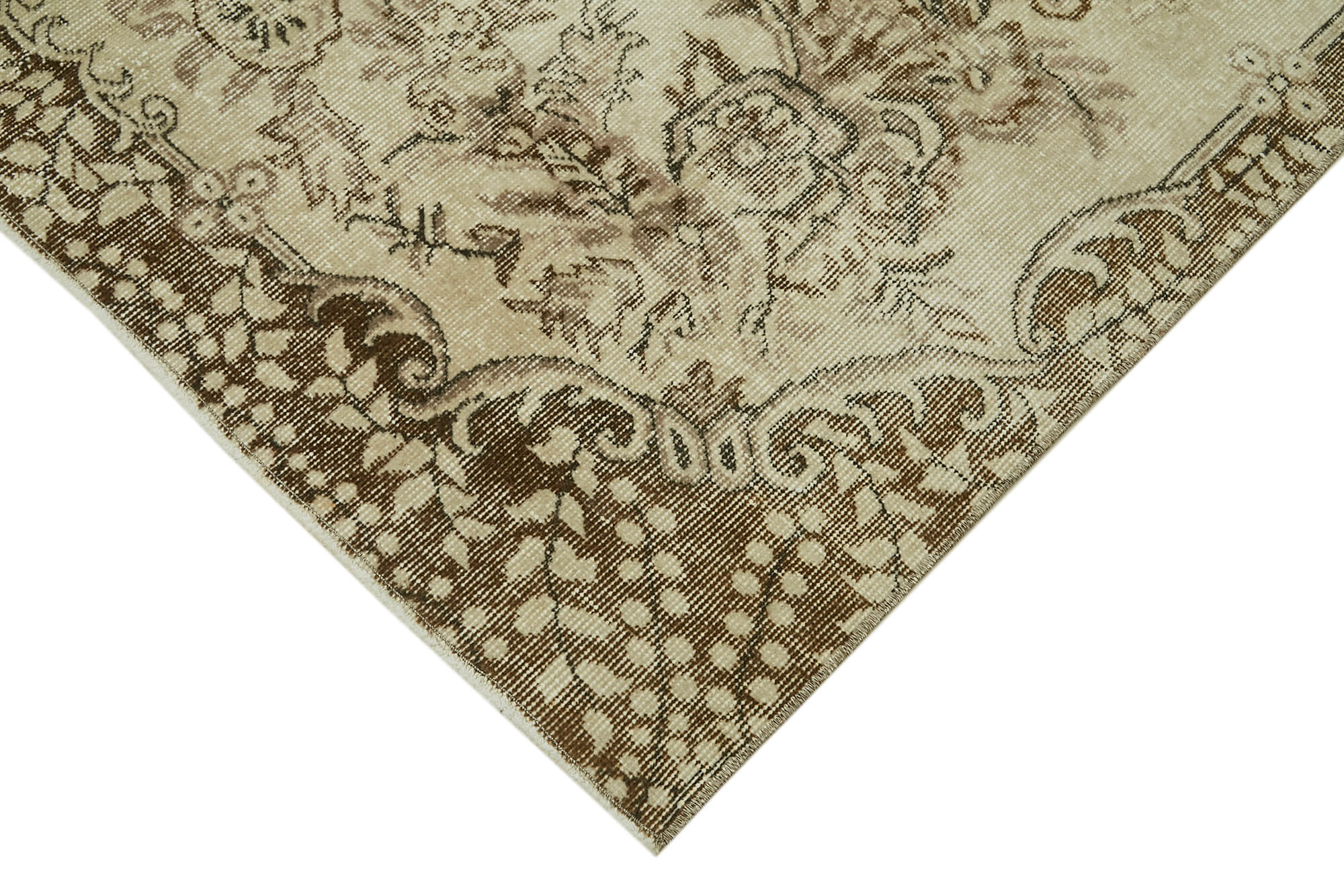 5x9 Beige Turkish Vintage Area Rug - 41831