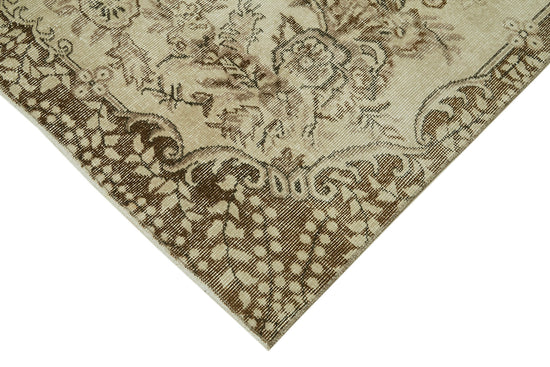 5x9 Beige Turkish Vintage Area Rug - 41831