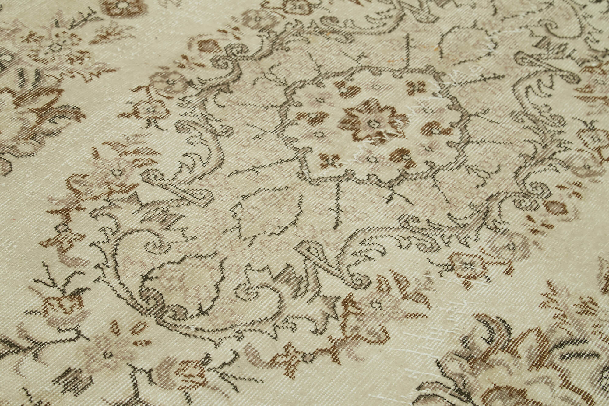 5x9 Beige Turkish Vintage Area Rug - 41831