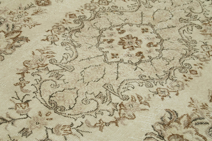 5x9 Beige Turkish Vintage Area Rug - 41831